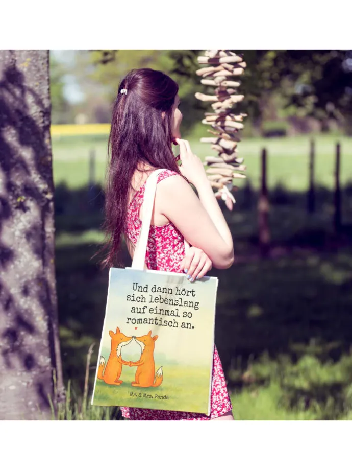 Tote Bag Füchse Liebe Design mit Spruch in Weiß