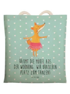 Tote Bag Fuchs Ballerina mit Spruch in Türkis Pastell