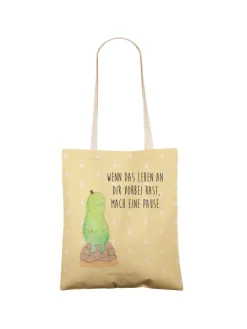 Tote Bag Schildkröte Pause mit Spruch in Gelb Pastell