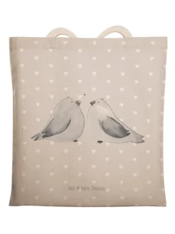 Tote Bag Turteltauben Liebe ohne Spruch in Grau Pastell