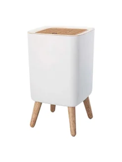 Touch-Mülleimer "Malmo" in Weiß/ Natur - 10 l