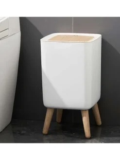 Touch-Mülleimer "Malmo" in Weiß/ Natur - 10 l