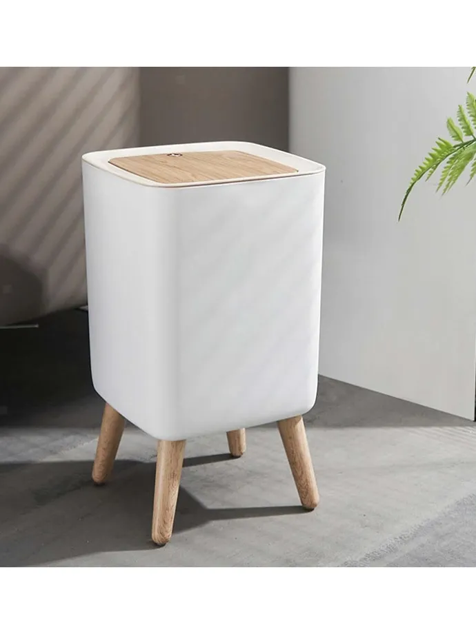 Touch-Mülleimer "Malmo" in Weiß/ Natur - 10 l