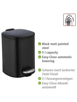 Treteimer "Alassio" in Schwarz - 5 l