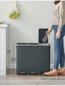 Treteimer in Dunkelgrau - 3x 18 l