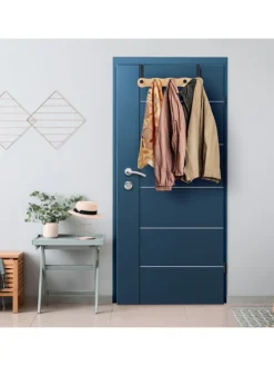 Türgarderobe "5 Haken" in Natur/Schwarz - (B)40,5 x (H)14 x (T)7,5 cm