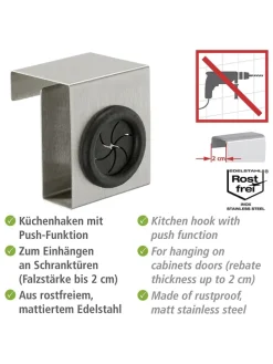 Türhaken in Hellgrau/ Schwarz - (B)5 x (H)6 x (T)4 cm