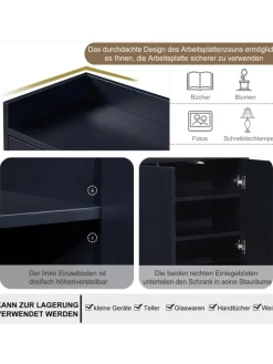 4-türiger griffloser Buffetschrank in Schwarz