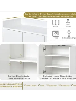 4-türiger griffloser Buffetschrank in Weiß