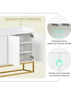 4-türiger griffloser Buffetschrank in Weiß