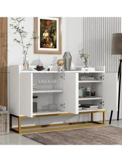 4-türiger griffloser Buffetschrank in Weiß