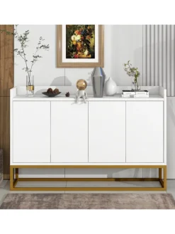 4-türiger griffloser Buffetschrank in Weiß