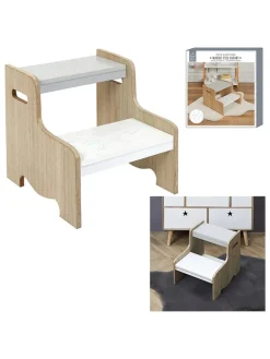 Tritthocker in Weiß/ Beige - (B)30 x (H)33 x (T)30 cm