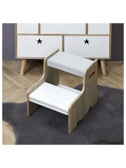 Tritthocker in Weiß/ Beige - (B)30 x (H)33 x (T)30 cm