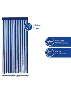 Türvorhang in Blau/ Weiß - (L)200 x (B)90 cm