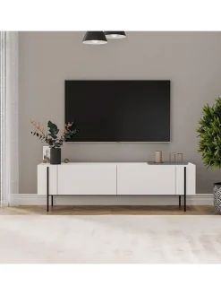 TV-Regal ''Herman'' in Weiß - (B)160 x (H)45,6 x (T)31,4 cm