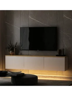 TV-Regal "Neon" in Weiß/ Hellbraun - (B)160 x (H)35 x (T)32 cm