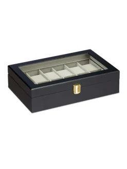 Uhrenbox in Schwarz (B)31 x (H)8 x (T)20 cm