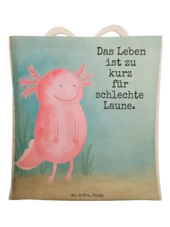 Umhängetasche Axolotl Glücklich Design mit Spruch in Weiß
