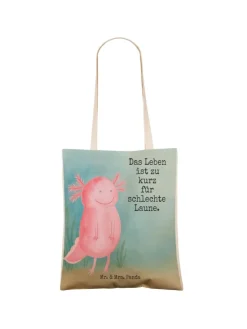 Umhängetasche Axolotl Glücklich Design mit Spruch in Weiß
