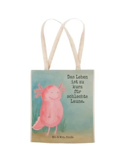 Umhängetasche Axolotl Glücklich Design mit Spruch in Weiß