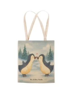 Umhängetasche Pinguine Kuss Design ohne Spruch in Weiß