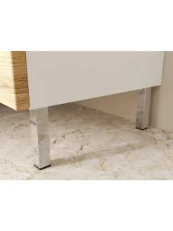 Unterschrank für Waschbecken, Weiß-Eiche, 60x34x56 cm, mit Chromfüßen