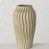 Vase ''Olas'' in Creme/ Braun - (H)17,5 x Ø 10 cm