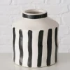 Vase ''Prymus'' in Weiß/ Schwarz - (H)14 x Ø 13 cm