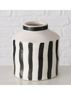 Vase ''Prymus'' in Weiß/ Schwarz - (H)14 x Ø 13 cm