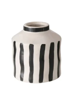Vase ''Prymus'' in Weiß/ Schwarz - (H)14 x Ø 13 cm