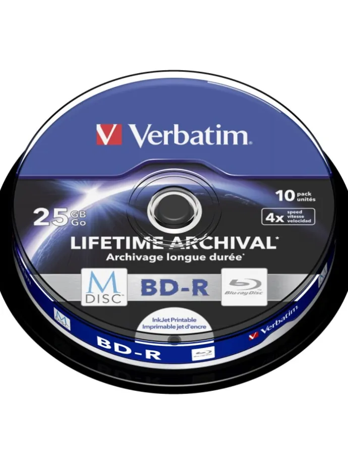 Verbatim M-DISC BD-R 25GB/1-4x Cakebox (10 Disc) in blau