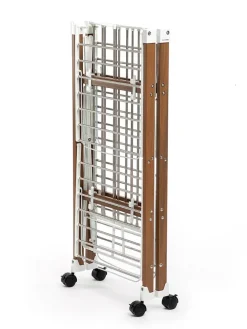 Vertikaler klappbarer Wäscheständer in Silber/ Braun - (H)129 cm