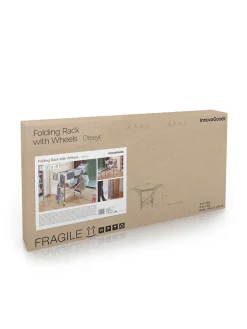 Vertikaler klappbarer Wäscheständer in Silber/ Braun - (H)129 cm