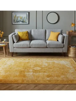 Vielseitiger Vintage Teppich für jeden Raum in Senfgelb