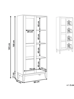 Vitrine RUMSON in Weiß - (W) 80 x (H) 183 x (L) 40 cm