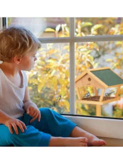 Vogelfutterhaus in Natur/ Grün - (B)66 x (H)137 x (T)59 cm