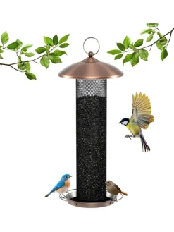 Vogelfutterhaus zum Aufhängen Ø 16 x 40 cm in Schwarz