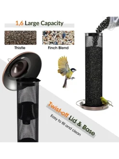 Vogelfutterhaus zum Aufhängen Ø 16 x 40 cm in Schwarz