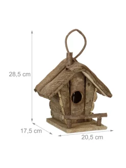 Vogelhaus in Natur - (B)20,5x (H)28,5 x (T)17,5 cm