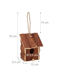 Vogelhaus in Natur - (B)12x (H)16,5 x (T)9,5 cm