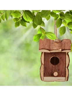 Vogelhaus in Natur - (B)12x (H)16,5 x (T)9,5 cm