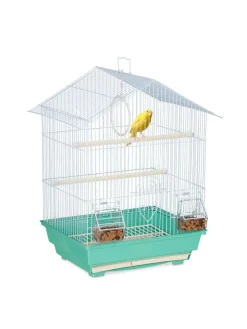 Vogelkäfig in Hellblau/Mintgrün - (B)39,5 x (H)49 x (T)32 cm
