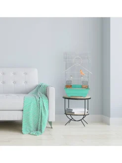 Vogelkäfig in Hellblau/Mintgrün - (B)42,5 x (H)50 x (T)33 cm