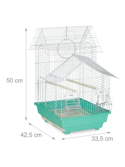 Vogelkäfig in Hellblau/Mintgrün - (B)42,5 x (H)50 x (T)33 cm