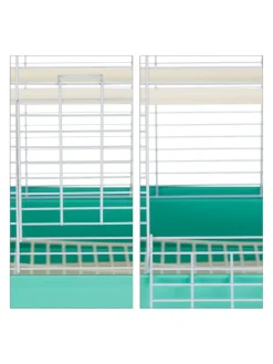 Vogelkäfig in Hellblau/Mintgrün - (B)42,5 x (H)50 x (T)33 cm