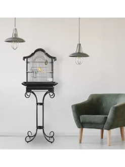 Vogelkäfig in Schwarz - (B)55 x (H)146,5 x (T)50 cm