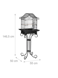 Vogelkäfig in Schwarz - (B)55 x (H)146,5 x (T)50 cm