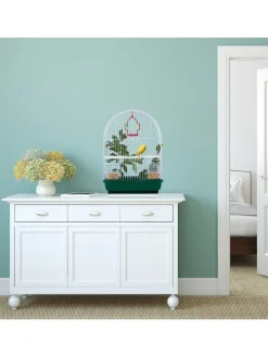 Vogelkäfig in Weiß/Grün - (B)34,5 x (H)49,5 x (T)28 cm