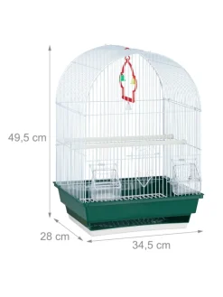 Vogelkäfig in Weiß/Grün - (B)34,5 x (H)49,5 x (T)28 cm